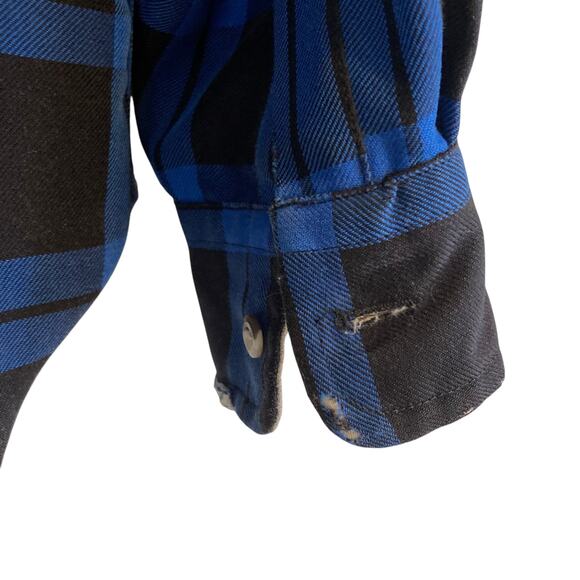 Cabelas Blue Black Checked Flannel Outdoors Gorpcore Button Down Shirt Size XL - Picture 14 of 16